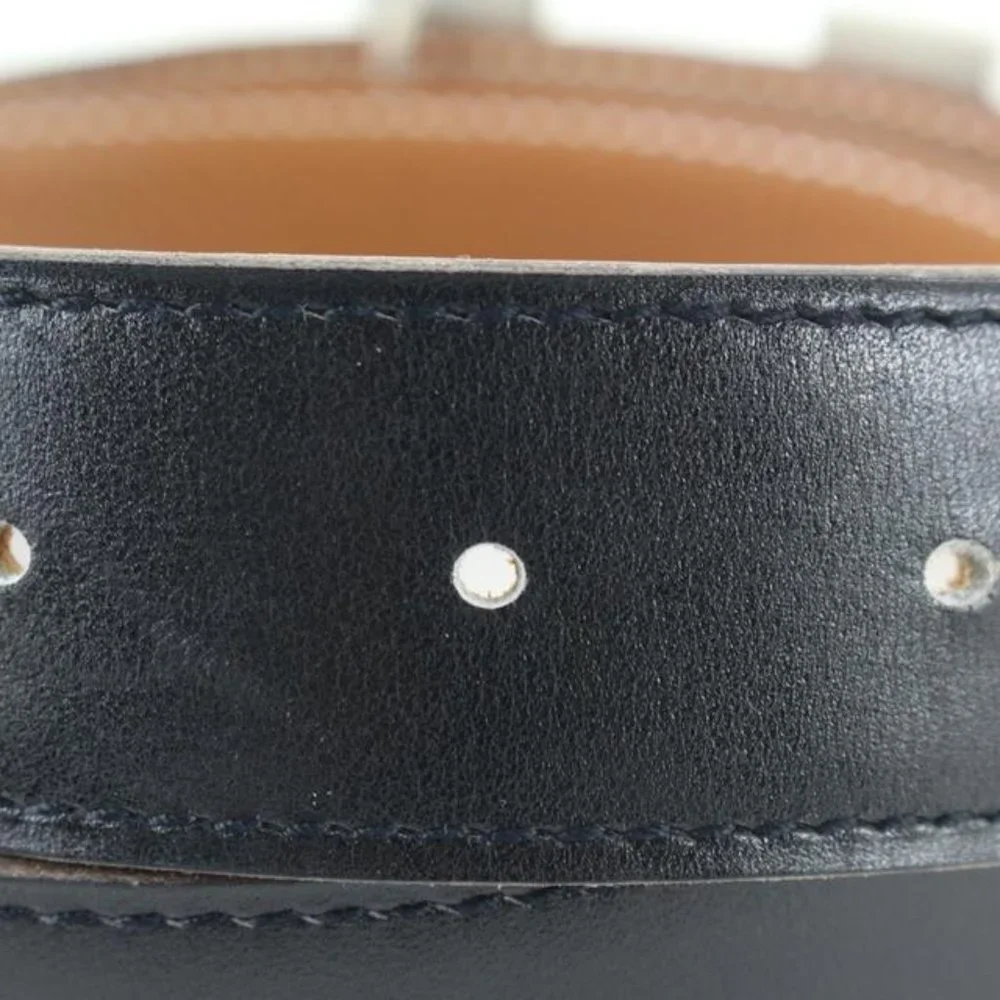 Hermès 32mm Martelee Reversible H Logo Belt Hammered Buckle 85h629s